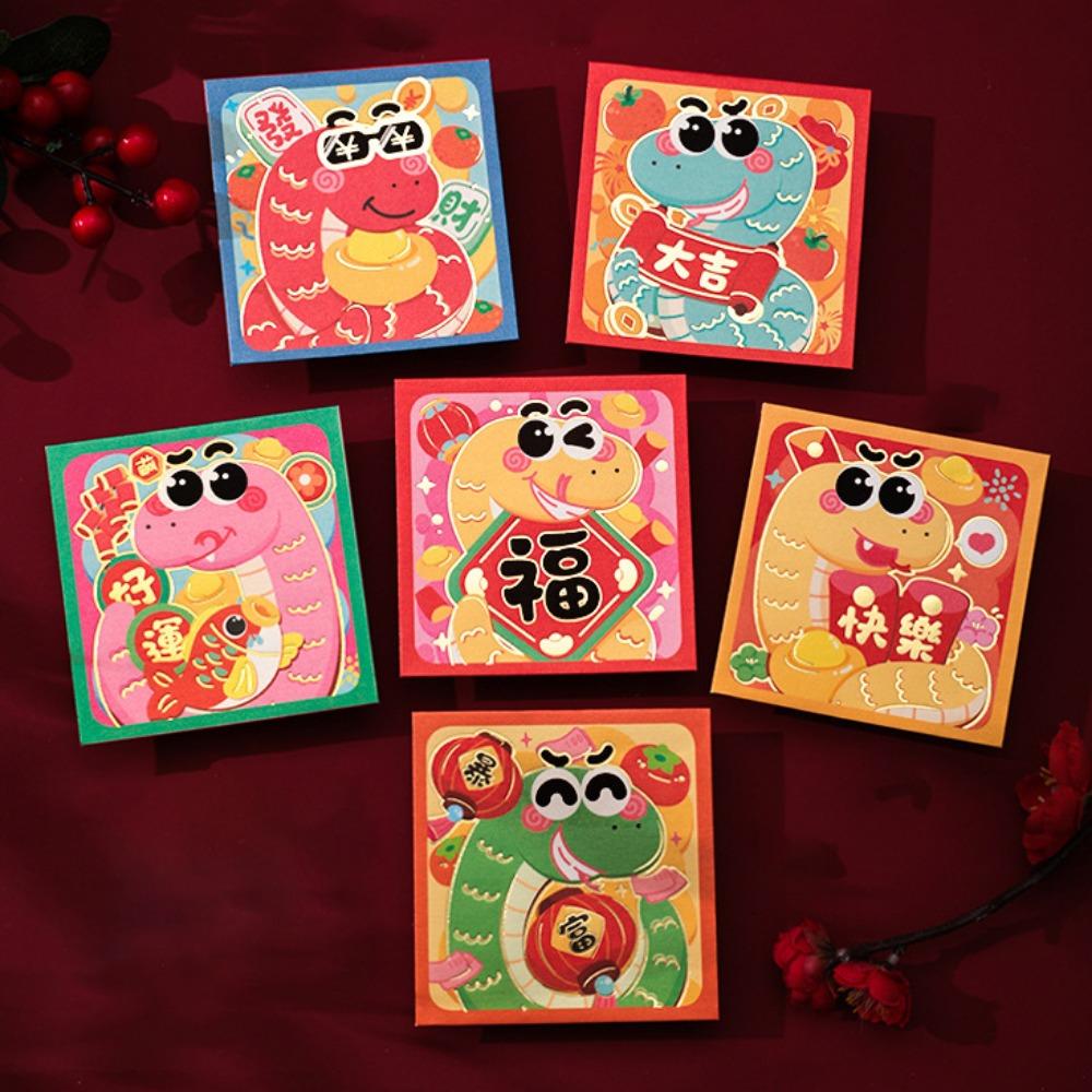 6pcs/set Chinese Style Coin Red Packets Cartoon Mini Money Bag Lucky Money Bag Kids' Gift
