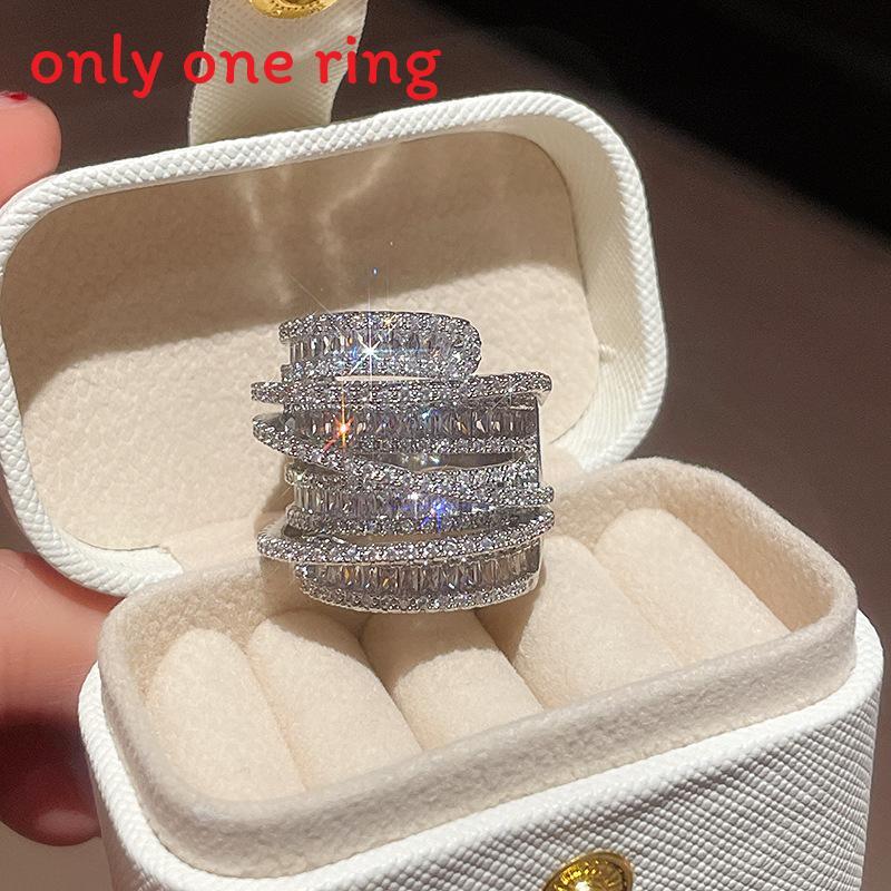 

Geometric Zircon Wrap Ring For Women With Silver Finish In Fashion Casual Style