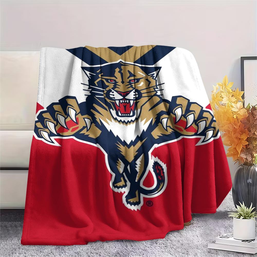 1PC Florida Panthers Print Flannel Blanket, High Quality Comfortable for All Seasons, Home Decor, Warmth and Comfort, Perfect for Christmas Gifts