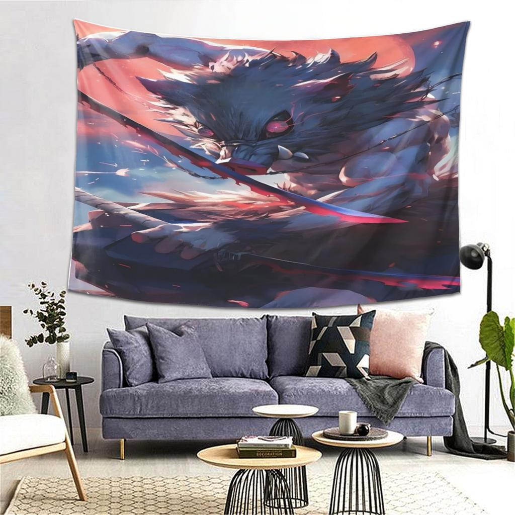 Intense Anime Warrior Tapestry Celebrate Epic Fantasy with Dynamic Action Scene Perfect for Bedroom Living Room Decor