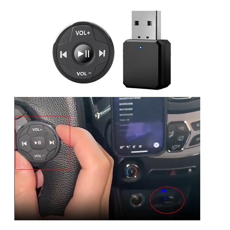 Car USB AUX Receiver Wireless Bluetooth Media Button Car Steering Wheel Multifunction Button Car Multifunction Remote Control NONE