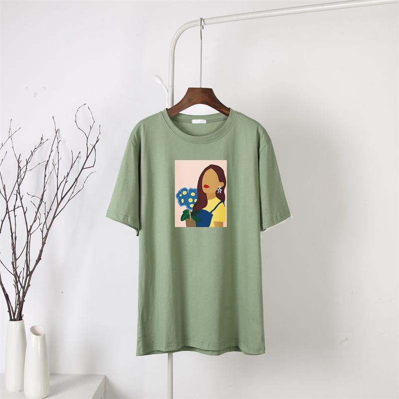 Hirsionsan Nueva Camiseta con Gráfico de Personaje Harajuku para Mujer 100% Algodón Manga Corta Camiseta Verano Suave Oversize Jersey Top