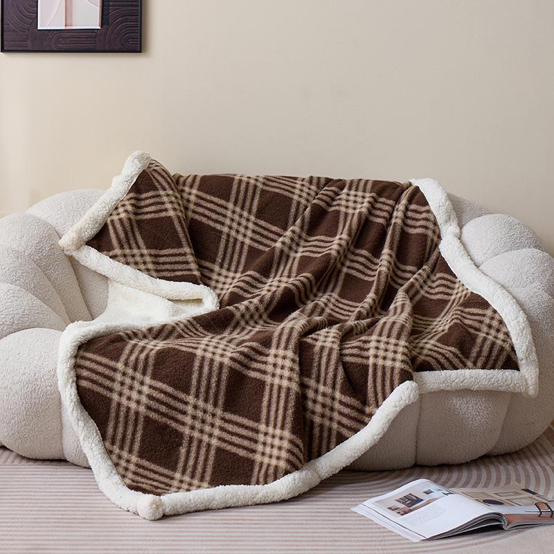 Double-Layer Lamb Wool Cashmere Blanket - Thick Warm Nap & Sofa Cover