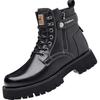 Winter Men'S High Top Boots British Style Chunky Sole Round Toe Plush Lined Leather Boots Non-Slip Warm Comfortable Snow Shoes
