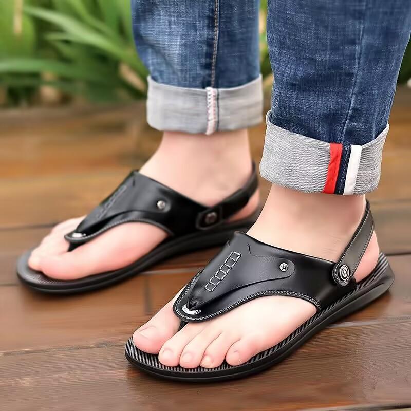 Herren Sandalen Großhandel Sommer Weiche sohlen Anti slip Strand Schuhe männer Große Neue flip-flops Casual Outwear Sandalen