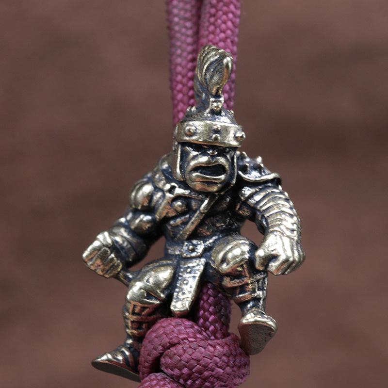 Orc Warrior Figurine Brass Knife Beads EDC DIY Paracord Woven Bracelets Lanyard Pendants Accessories Outdoor Tool Hangings