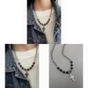 Retro Black Cross Pendant Necklace With Titanium Steel Chain For Street Style Jewelry