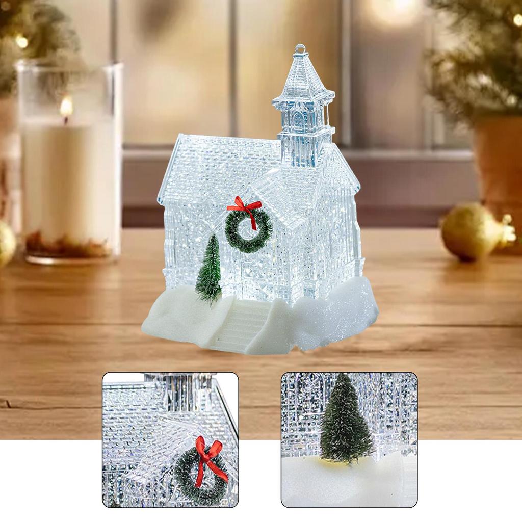 Christmas Snow Globe Lantern Musical Christmas Decor Gift with Light Music Festive Music Box for Party Farmhouse Home Desktop