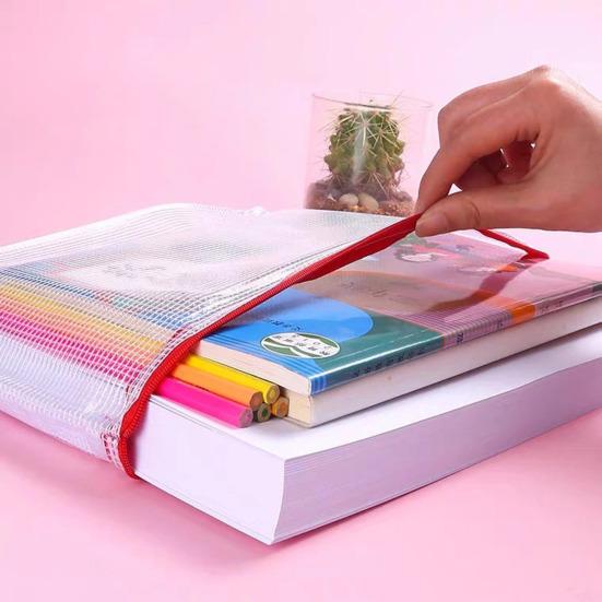 

24 шт., сетчатая сумка на молнии, водонепроницаемая, большая вместимость, прозрачная сумка-органайзер формата А4, контейнер для документов