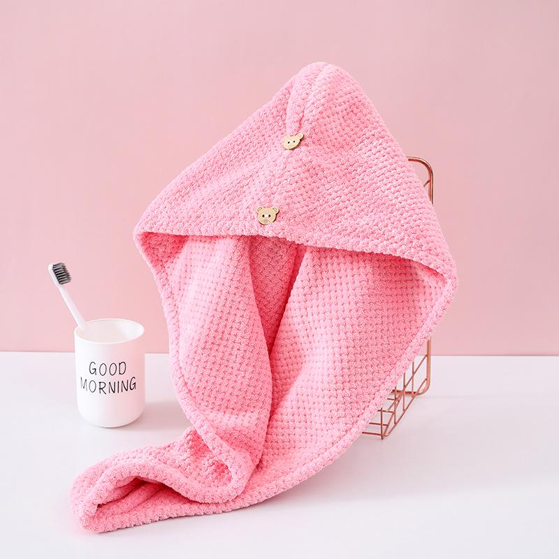 Women's A-Class Coral Fleece Hair Drying Cap – Double Layered, Absorbent, Quick-Dry Head Wrap for Home Use