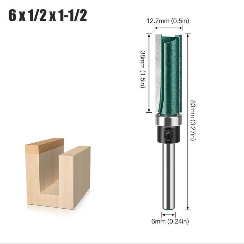 

Фреза хвостовик 1/4 дюйма 6 мм фреза для обрезки дерева фреза с двумя лезвиями 6mm shank NO4 зелёный