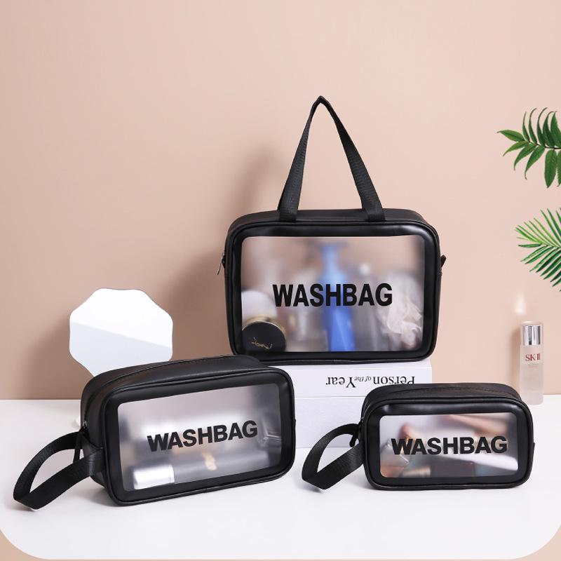Large Capacity Transparent PU Travel Makeup Bag – Customizable Logo