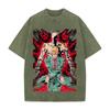 JoJo's Bizarre Adventure Yoshikage Kira Killer Queen Bedrucktes T-Shirt Herren Kleidung Gewaschenes Baumwoll-T-Shirt Vintage Lässig Streetwear