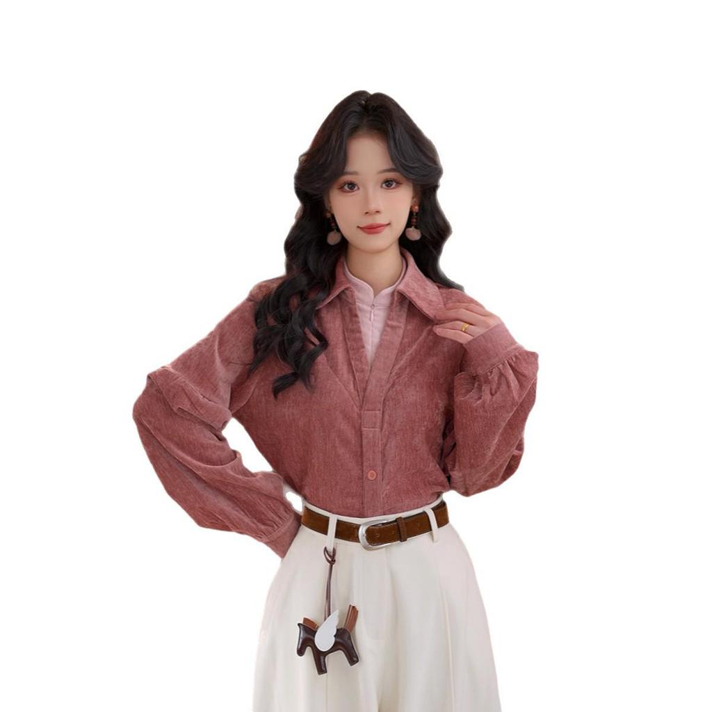 Zhi Ying Women's Thickened Casual Long Sleeve Winter Shirt #G14883
