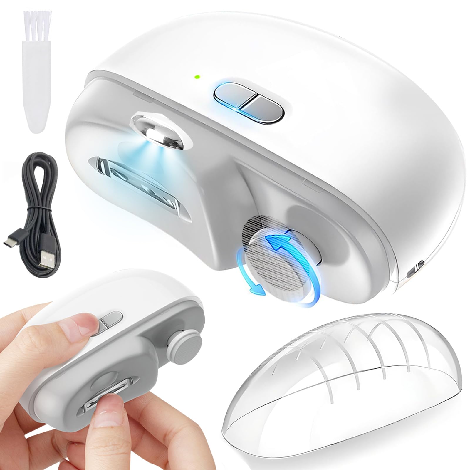 

Электрический ноготь Низкий Электрический ноготь Мозоль ногтя Светодиодный 2 Подходит для вросших ногтей и толстых ногтей Двойного назначения Кусачки, Перезаряжаемый Type-C, Шум, Пилка, белый