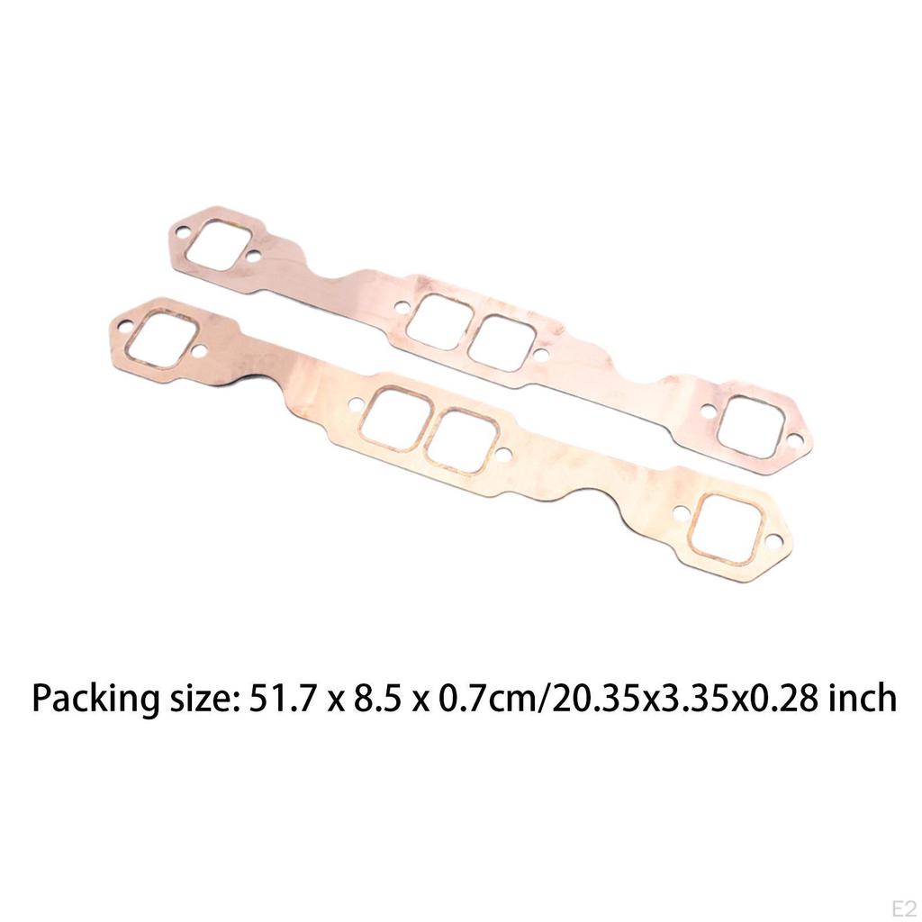 2Pcs Sbc Square Port Copper Header Exhaust Gasket Seal for Chevy 350