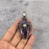 Amethyst & Rainbow Moonstone Pendant Gemstone Jewelry, 999 Copper Wire Wrapped Pendant, Gift For Women Handmade Pendant