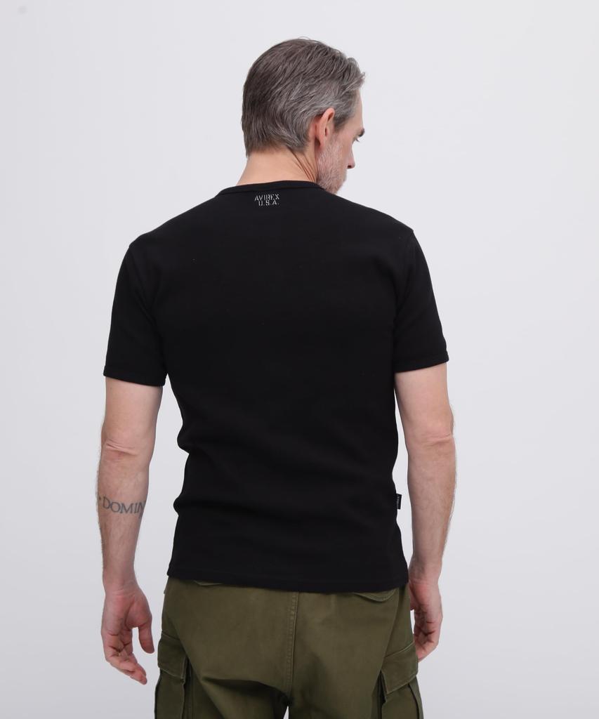 AVIREX DAILY MINI WAFFLE CREW NECK T-SHIRT 6143150 men's black M
