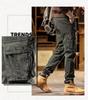Men's Retro Skinny Cotton Overalls - Spring/Autumn, Wear-Resistant, Multi-Pocket Casual Pants
