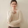 Women's Round Neck Cashmere Sweater - Thick Three-Ply Pullover for Autumn/Winter, Loose and Warm Versatile Base Layer Top.
