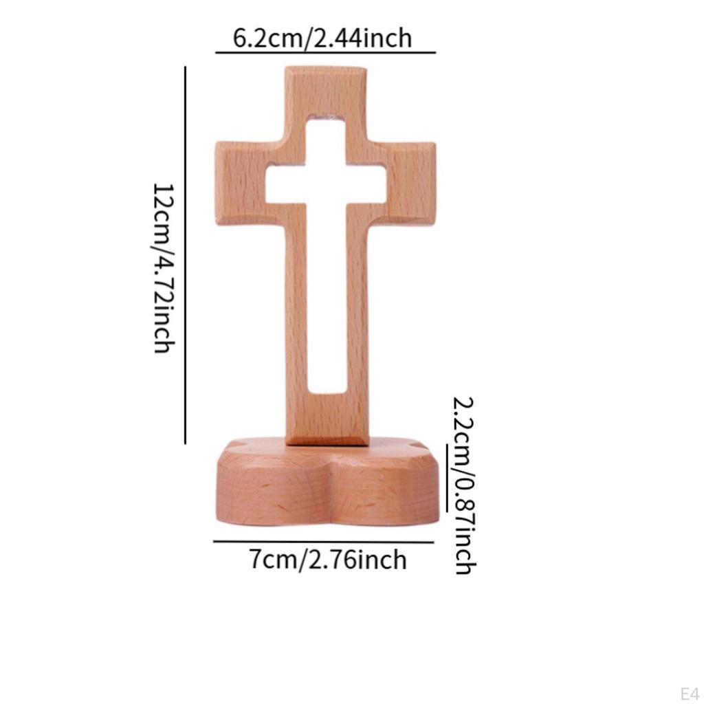 Catholic Wood Collection Wooden Standing Cross Statue for Home Shelf Table Decor