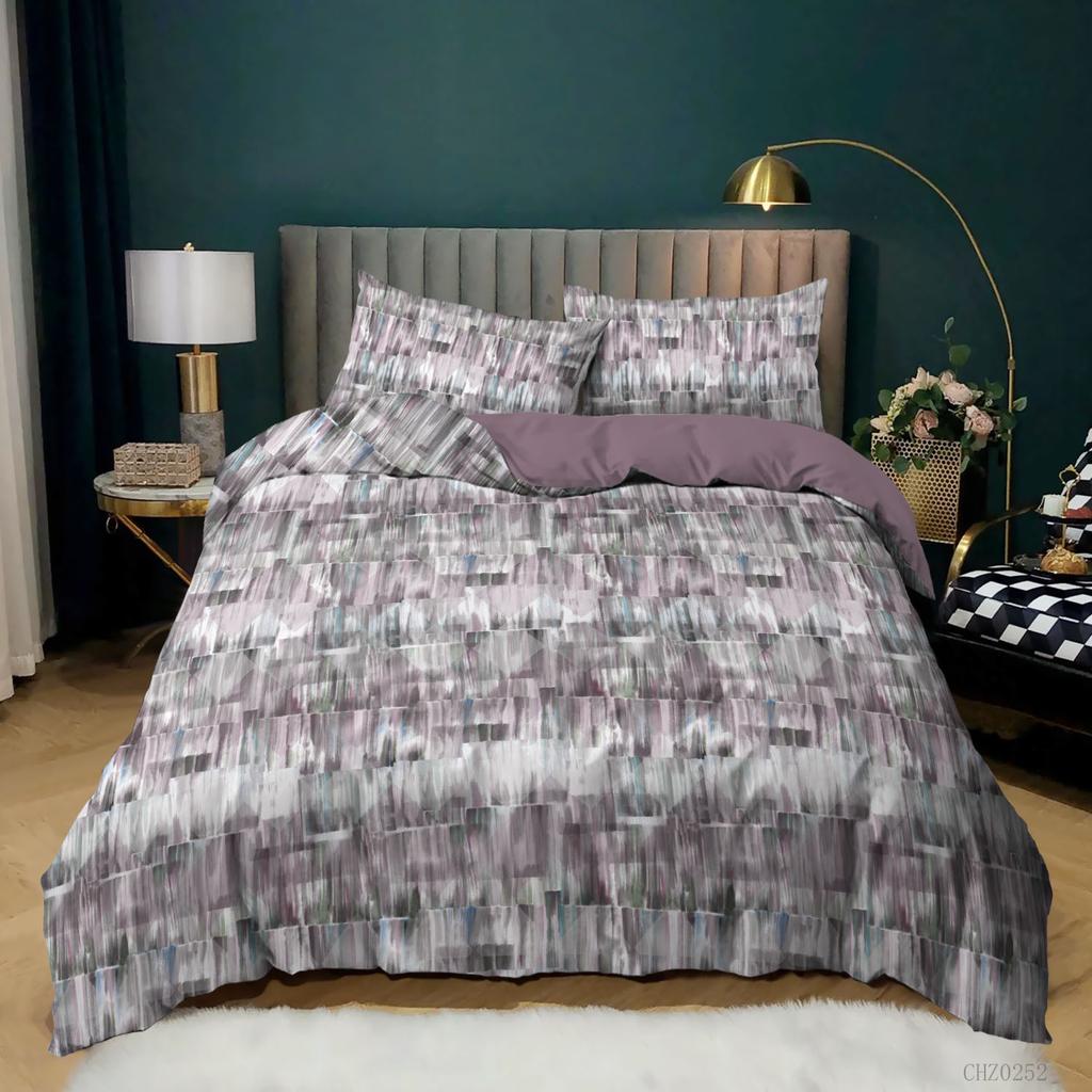 Simple Retro Printing Three-Piece Yama Dark Beast Kit Quilt Cover Bedding