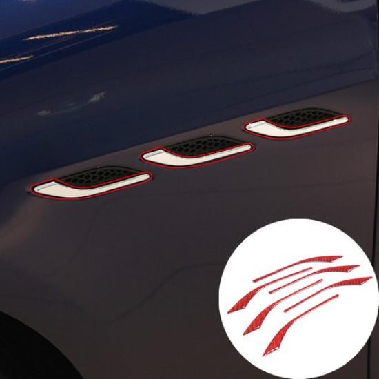 Red Carbon Fiber Side Air Vent Fender Cover Trim For Maserati Ghibli 2014 -22