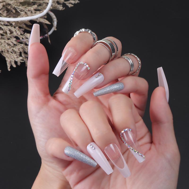 O2 Long Wearable Removable Nail Patches: Pointed Press-On False Nails for Nail Art