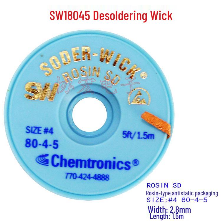 CHEMTRONICS SW18015 Rosin Core Desoldering Wick, 0.8mm / No-Clean Wick 16015
