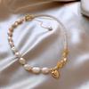 Romantic Love Heart Natural Baroque Freshwater Pearl & Yellow Crystal 14K Gold Filled Female Sets For Necklace Bracelet