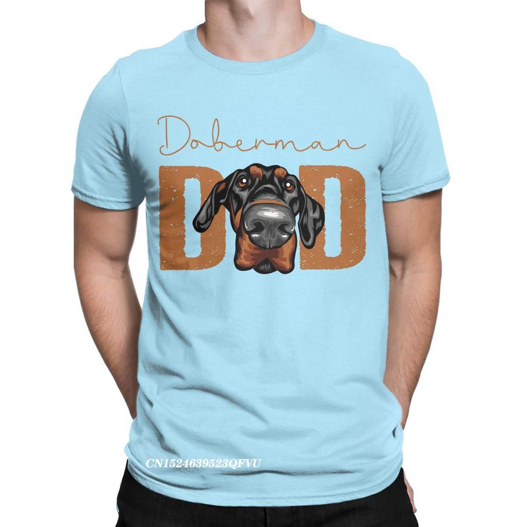 Men Doberman Dad Dog Tops T Shirts Animal Pet Oversized Pure Cotton Novelty Harajuku Crewneck Tees Aesthetic Camisas T-Shirt