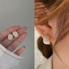 Chic Enamel Women Stud Earrings Tiny C-shaped Earrings Gold Metal Studs Korean Trendy Ear Decoration aretes de