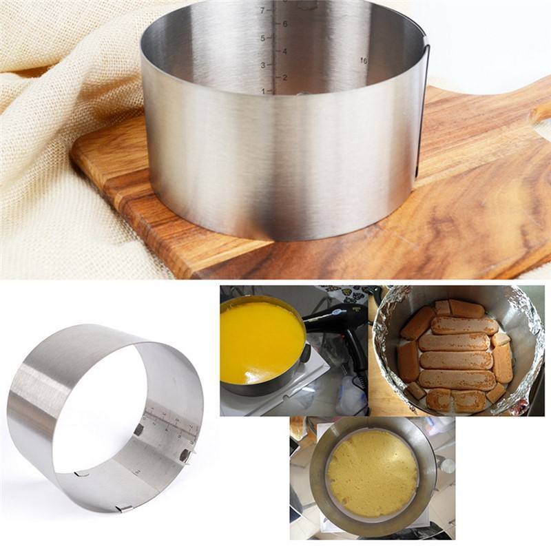 1 stück Edelstahl Mousse Ring Teleskop Runde Kuchen Ring Kuchen Form 6 Zoll-12 Zoll Einstellbare Größe Backen Werkzeug