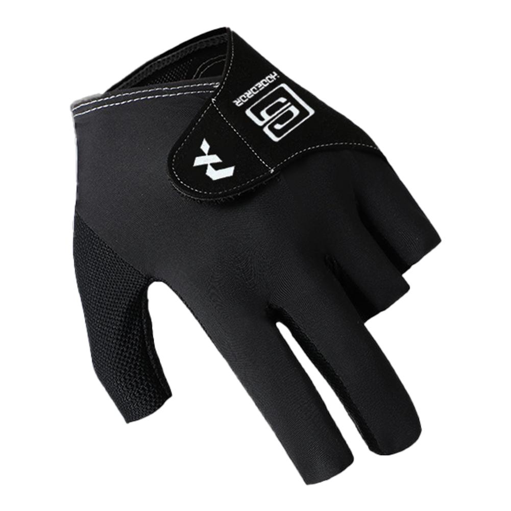 1PC Professional Half Finger Billiard Gloves For Left Hand Breathable Wear Resistant Ice Silk Gloves With Non-Slip Gasket Self-Adhesive Cloth Fixed