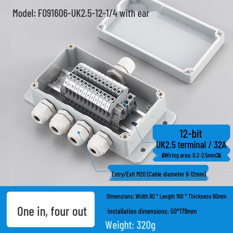 Waterproof Outdoor Junction Box with Cable Terminals