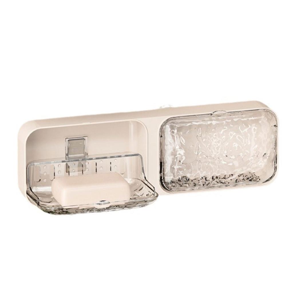Adhesive Soap Dish with Glacier Texture Design Drainage Holes Bathroom Organizers Wall Mount Storage Organizers