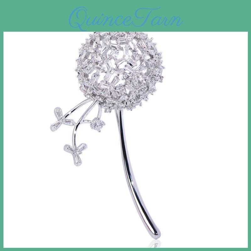 Blucome Dandelion Shape Brooches Beautiful Copper Cubic Jewelry Pins For Women Girls Clothes Scarf Hat Accessories Gifts