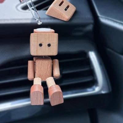 Creative Shaking Wooden Man Figurine Funny Bobblehead Car Dashboard Decor Little N Erdy Dolls Auto Accessories Home Ornaments