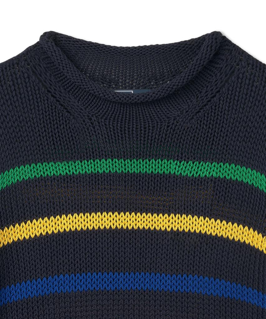 POLO RALPH LAUREN W Striped Cotton Sweater - Navy