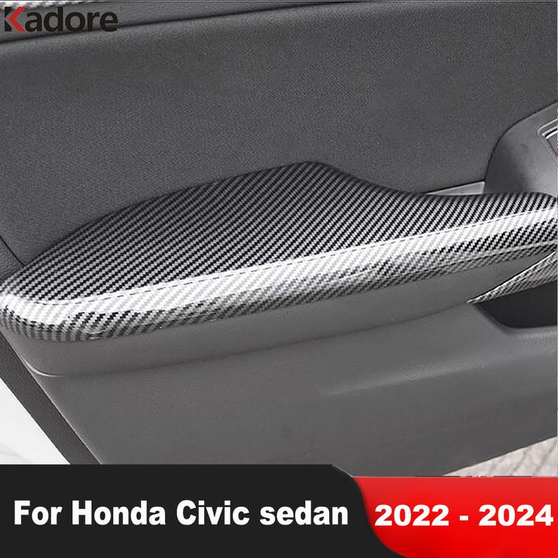 For Honda Civic Integra Sedan   2024 Carbon Fiber Car Inner Door Armrest Handle Panel Cover Trim Interior Accessories