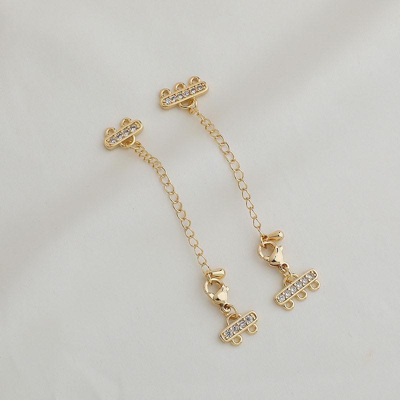 14K Gold-Plated Lobster Clasp Zircon Tassel Pendant Chain for DIY Jewelry Extension