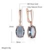 Oval Grey Crystal Long Dangle Earrings Women  Rose Gold Color With Natural Zircon High Quality Daily Fine Jewelry