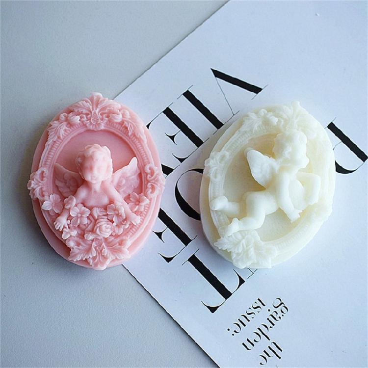 Oval Angel Candle Mold Clay Plaster Resin Craft Decorations DIY Epoxy Resin Aromatherapy Candle Soap Silicone Mould