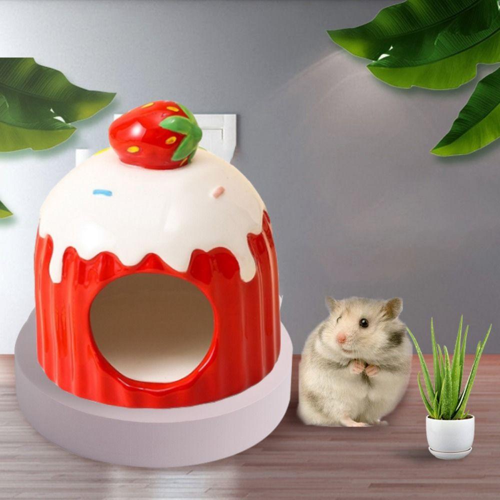 

Cake Shaped Pet Small House Ceramic Hamster Bed Hamster Nest Golden Bear Style 3