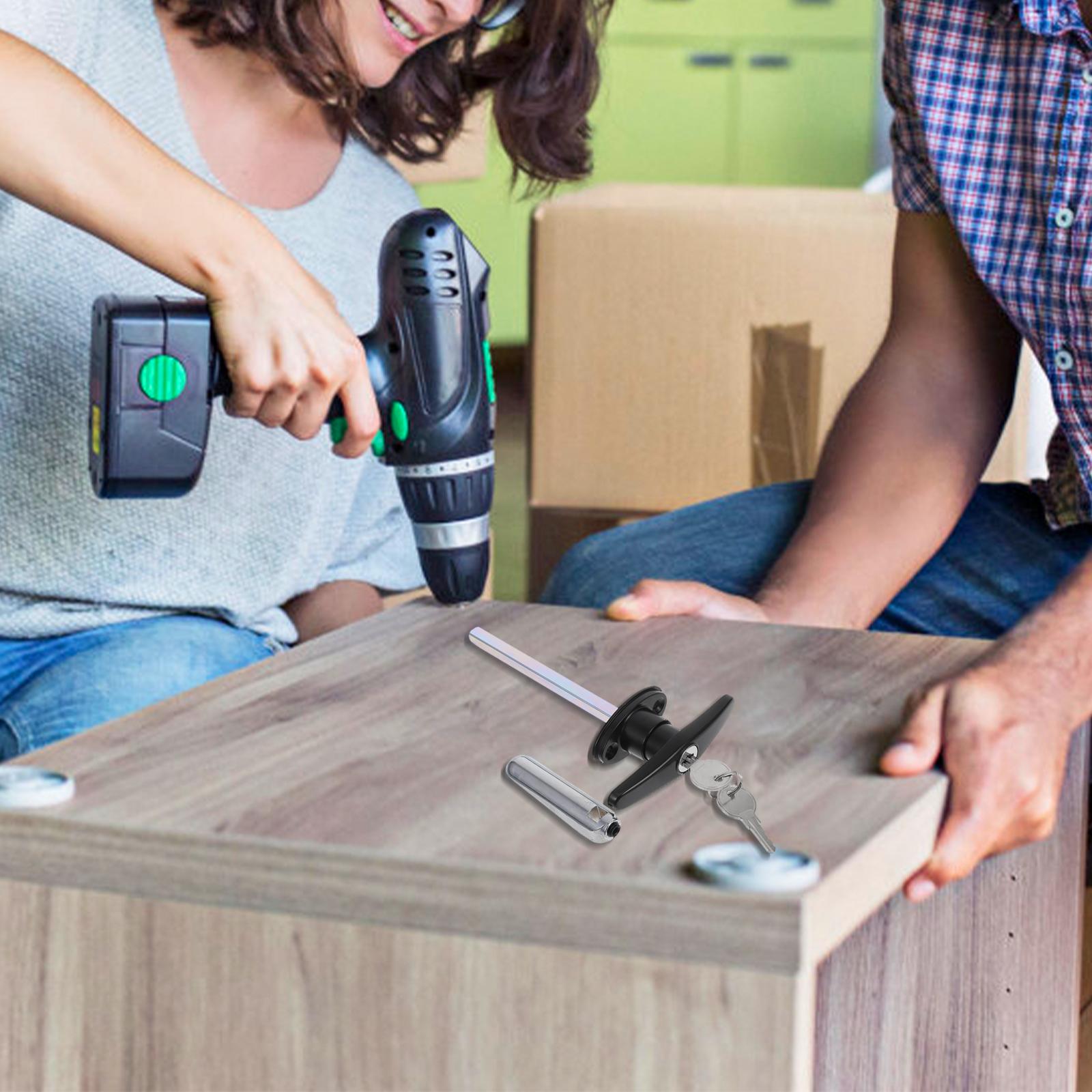 

T Handle Lock Set Barn Door Sliding Door Security Key Zinc Alloy Versatile Design Easy Operation Robust Protection China Mainland