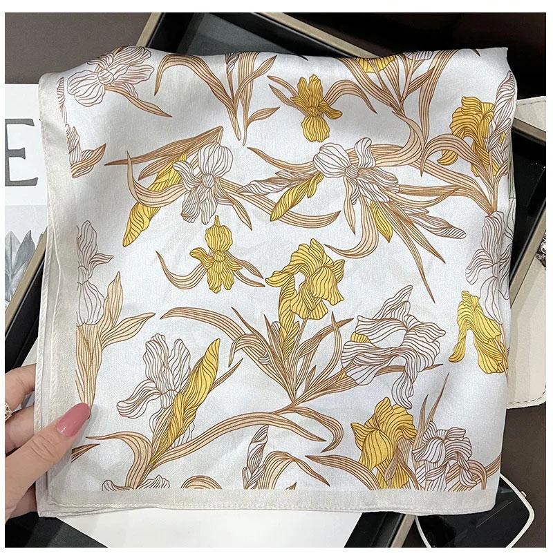 New Arrival 100% Real Silk Satin Women Scarf Printed Foulard Femme Head Scarfs Bandana Women Square Scarves Wrap Hijab Shawls