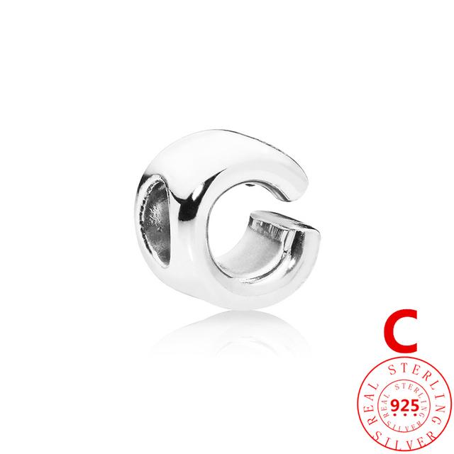 Autentické stříbro 925 Anglické písmeno AZ 26 abeceda klasické korálky vhodné originální módní náramek s přívěskem DIY dámské šperky