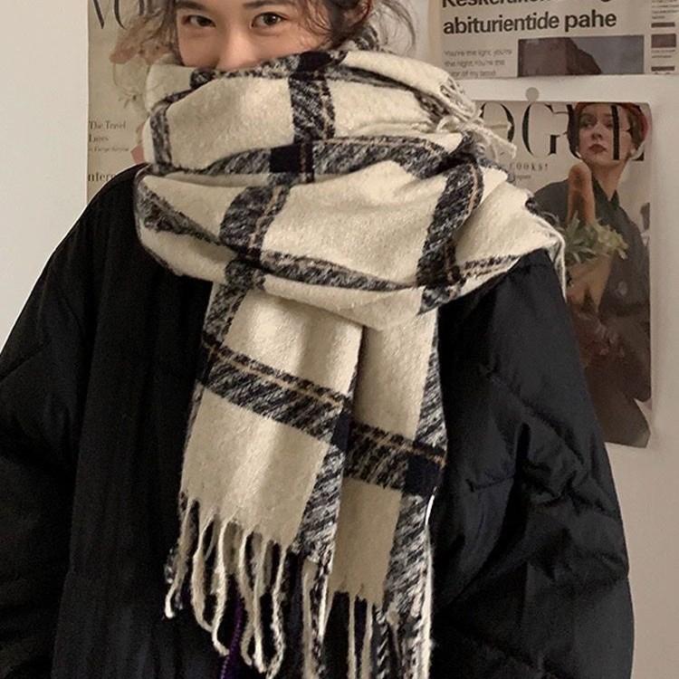 New Winter Tassel Scarf for Female Students Korean Version Versatile Thickened Warm Dual Purpose Shawl Imitation Cashmere Couple Scarf