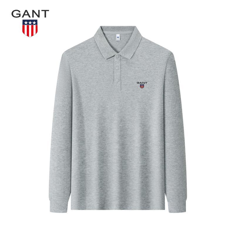 Polo Manches Longues Printemps Automne GANT Broderie Classique Uni Revers Chemise Automne Décontracté d'Affaires T-shirt