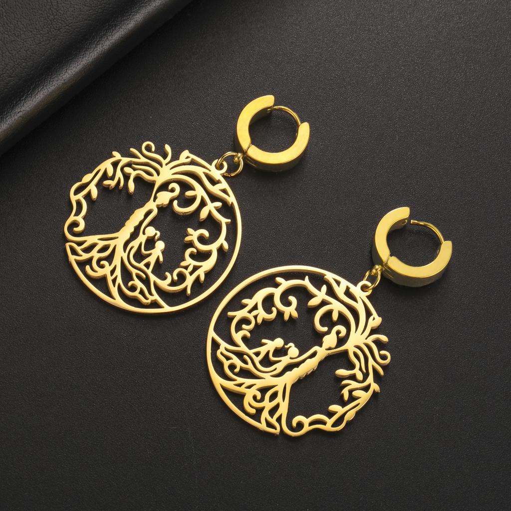 LIKGREAT Hot Sale Son Daughter Stainless Steel Tree of Life Drop Earrings Girls Boys Earring Jewelry for Women Family Gifts 2025